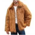 thumbnail image 1 of Kalauyu Men's Faux Furry Jacket Winter Warm Coat Lapel Long Sleeve Outerwear, 1 of 8