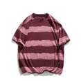 thumbnail image 1 of Kalauyu Striped T-Shirt Short Sleeve for Men Cotton Crew Neck Casual Streetwear Hipster Color Block Basic Tee Summer, 1 of 9