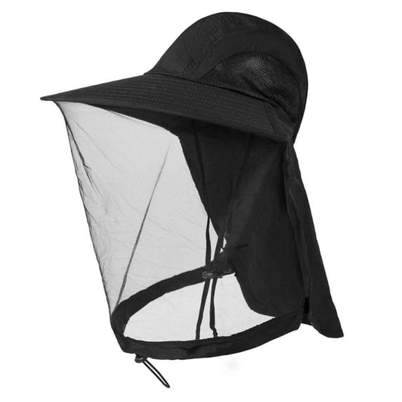 Kalauyu Sun Protection Hat with Mesh Face Cover and Neck Flap Anti Mosquito Breathable Bucket Hat