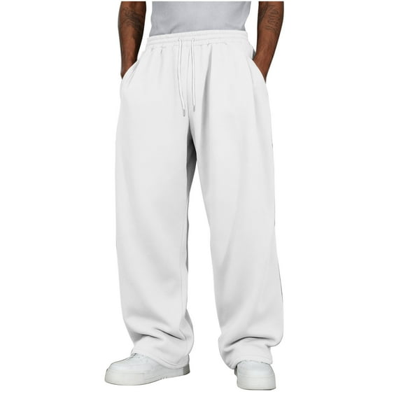 Kalauyu Sweatpants Jogger for Men Casual Loose Fashion Sporty Elastic-Waist Open-hem Sweat Pant