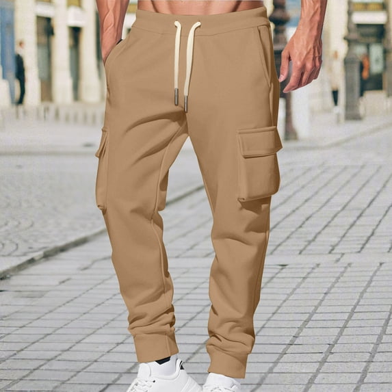 Kalauyu Sweatpants for Men, Thicked, Closed Bottom Cargo Pants Athletic Joggers Trousers(Available in Big and Tall)