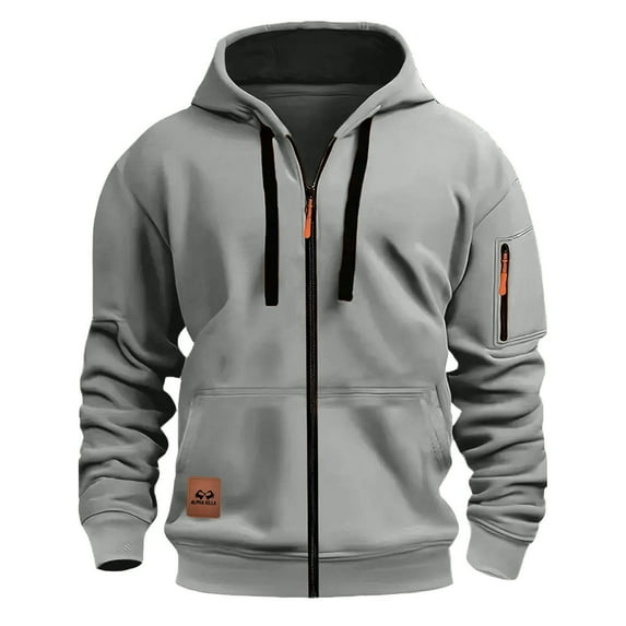 Kalauyu Tactical Hoodies for Men Vintage Full Zip Pullover Oversized Long Sleeve Tactical Sweatshirt with Pockets
