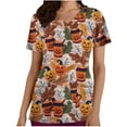 Kalauyu Thanksgiving Scrubs Tops for Women Stretchy Nursing Plus Size