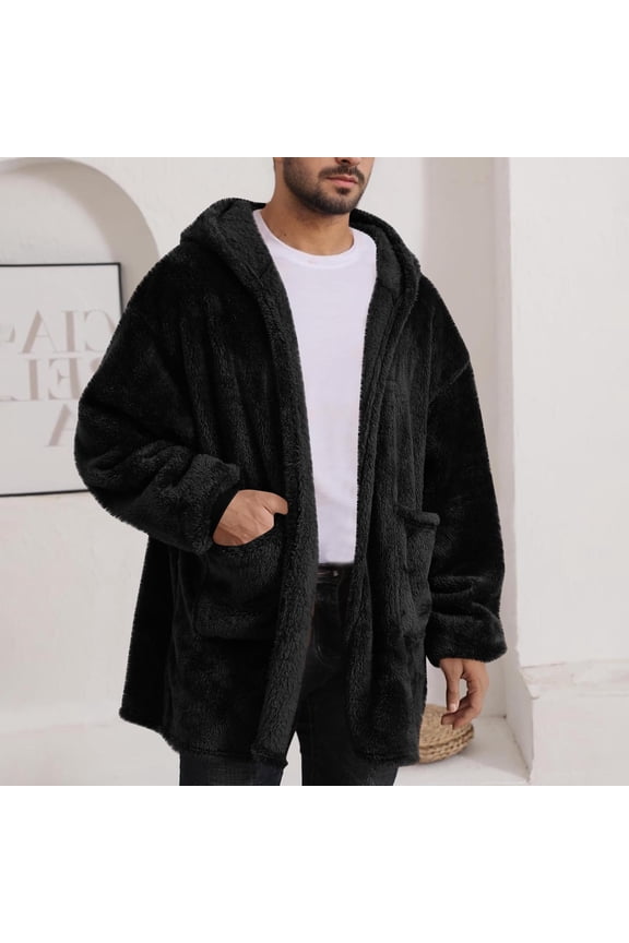 Unisex Hooded Cardigan for Women and Men, Oversized Sweatshirt Fuzzy Fleece Blanket Hoodie Jacket Winter Coat