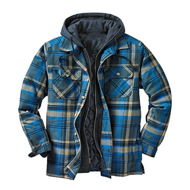 Kalauyu Winter Heavy Warm Sherpa Lined Fleece Plaid Flannel Jacket Men Plus Size S-5XL Big & Tall Mens Coat