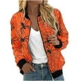 thumbnail image 1 of Kalauyu Women's Zip Up Bomber Jacket Breast Cancer Casual Printed Coat Stand Collar Lightweight Short Outwear Tops, 1 of 5