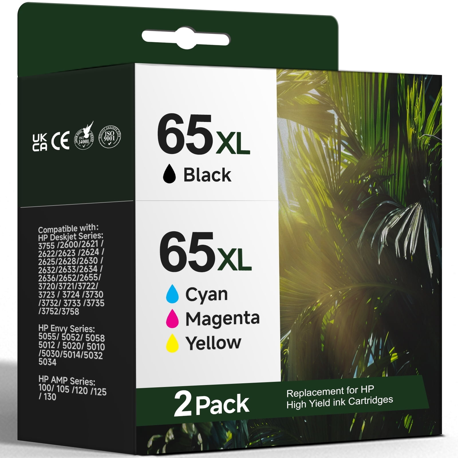 65XL 65 Ink Cartridge Compatible for HP 65 Ink Cartridge for Printer ink 65 High Yield Combo Pack (2-Pack)