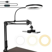 Kalcinty Camera Mount with Ring Light Overhead, 6" LED Ring Light, Flexible Articulating Arm Compatible with iPhone, Logitech Webcam, Computer Tripod for YouTube Live Stream Cooking Video Recording