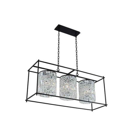 036160-052-FR001-Allegri Lighting-Joni - Nine Light Island Matte Black Chrome Finish with Firenze Crystal