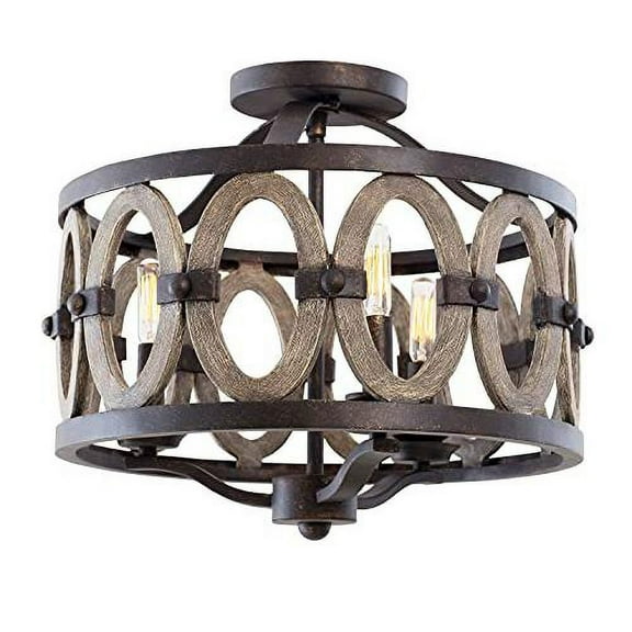 Kalco Lighting Belmont 16.5" Farmhouse Wrought Iron Flush Mount in Florence Gold