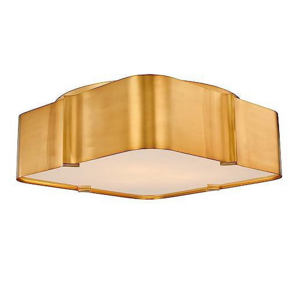 Open Box Kalco 516343 Lotus 3 Light 18" Wide Flush Mount Square Ceiling Fixture - Winter Brass