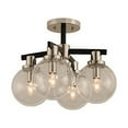 thumbnail image 1 of Kalco Lighting Cameo 4-light Mid-Century Glass Semi Flush Mount in Black/Nickel, 1 of 2
