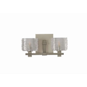 312132-Allegri Lighting-Clearwater - Two Light Bath Vanity Satin Nickel Finish with Clear Ribbed Glass