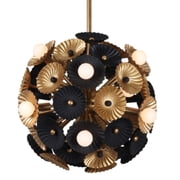 Kalco 520355BVB Damask 15 Light 18" Wide Pendant - Black / Vintage Brass