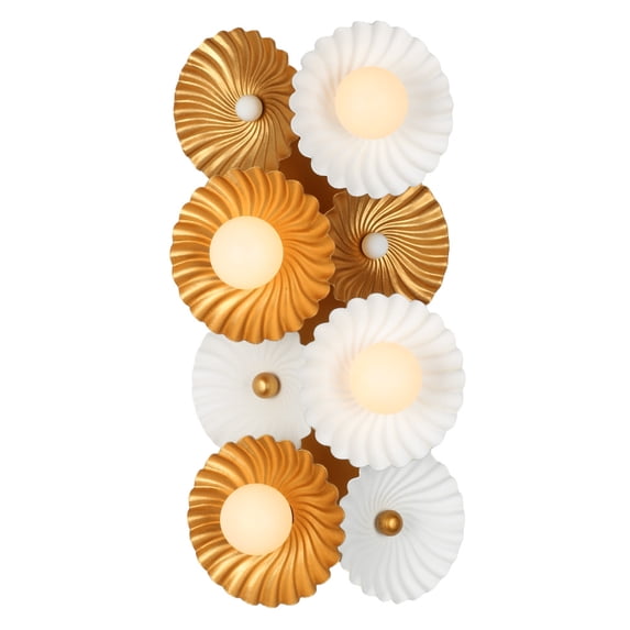 Kalco 520321WVB Damask 4 Light 16" Tall Wall Sconce - White / Vintage Brass