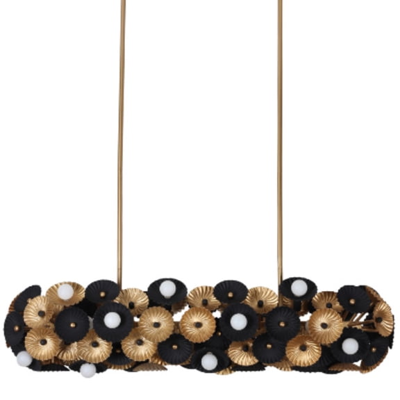 Kalco 520361BVB Damask 24 Light 48" Wide Linear Chandelier - Black / Vintage Brass