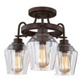 thumbnail image 1 of Kalco Lighting Allegheny 3-light Farmhouse Glass Semi Flush Mount in Brownstone, 1 of 3