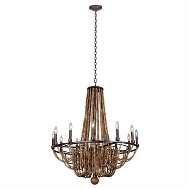 Kalco Lighting Beechwood 12-light Farmhouse Wood Chandelier in Royal Mahogany