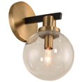 thumbnail image 1 of Kalco Lighting Cameo 1 Light Mid-Century Glass Wall Sconce in Matte Black/Brass, 1 of 3