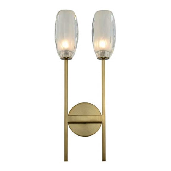 Kalco Lighting June 2-light Crystal and Metal ADA Wall Sconce in Winter Brass