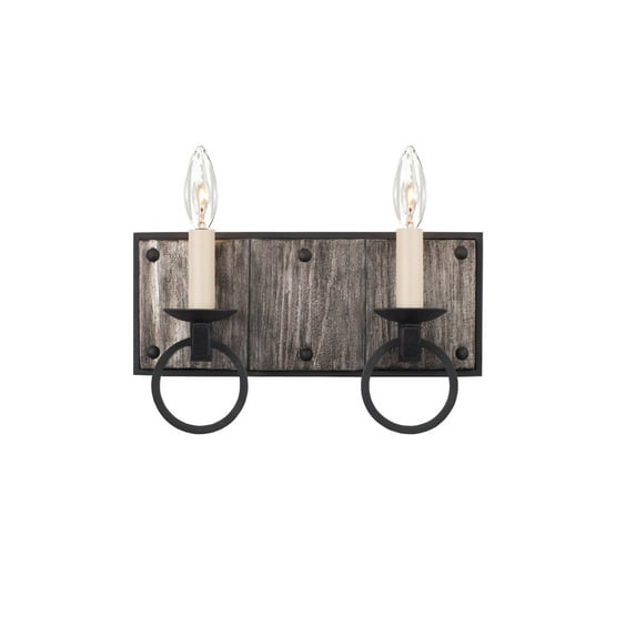 Kalco Lighting Laramie 2-light Farmhouse Aluminum ADA Bath Light in Black Iron