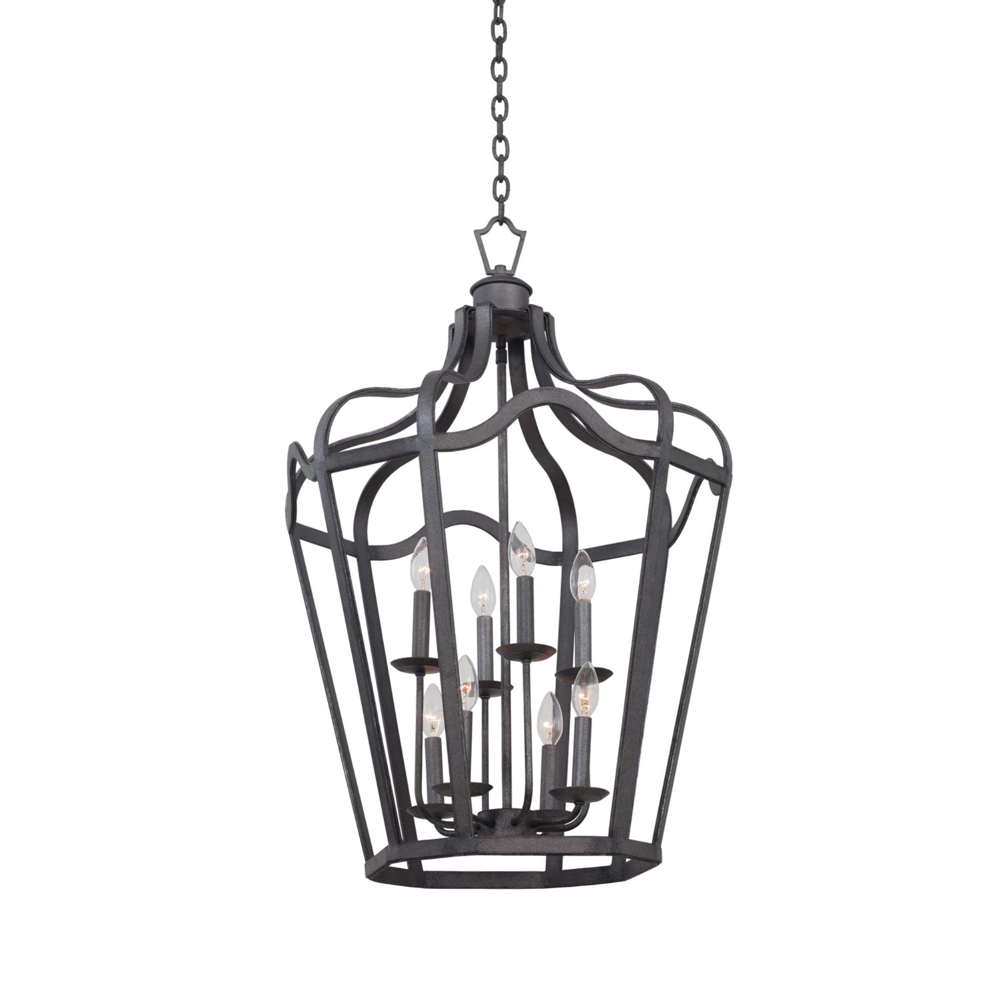 Livingston Silver Glass LED Lantern Chandelier for Indoor/Outdoor