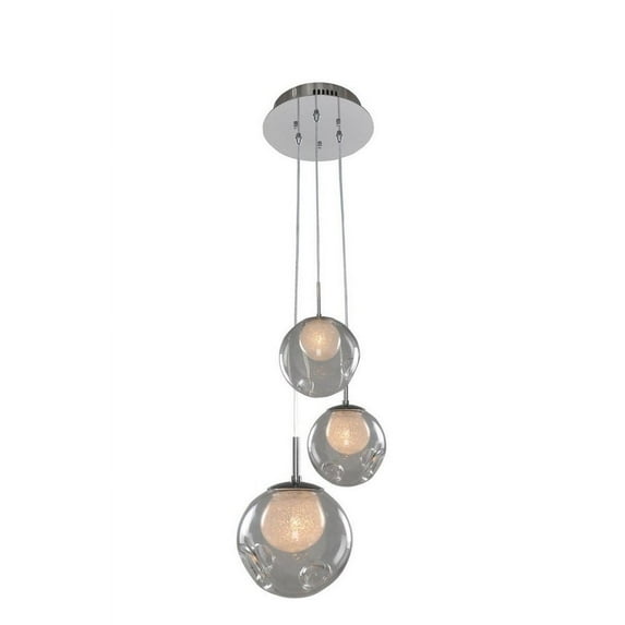 309540CH/CLEAR-Kalco Lighting-Meteor - Three Light Pendant Chrome Finish with Clear Glass