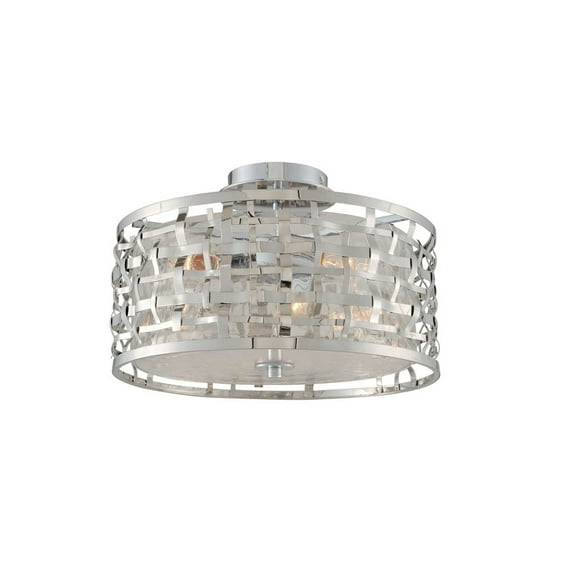 308740SL-Kalco Lighting-Bridgeport - Three Light Semi-Flush Mount Stainless Steel Finish