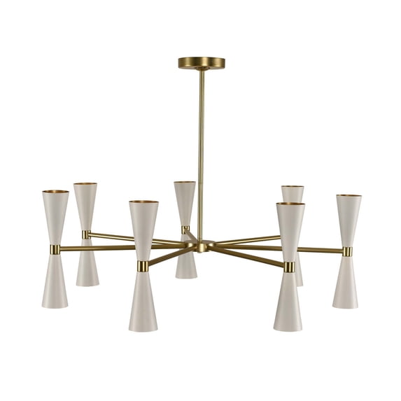 Kalco Lighting 310471WVB Chandeliers White and Vintage Brass Milo