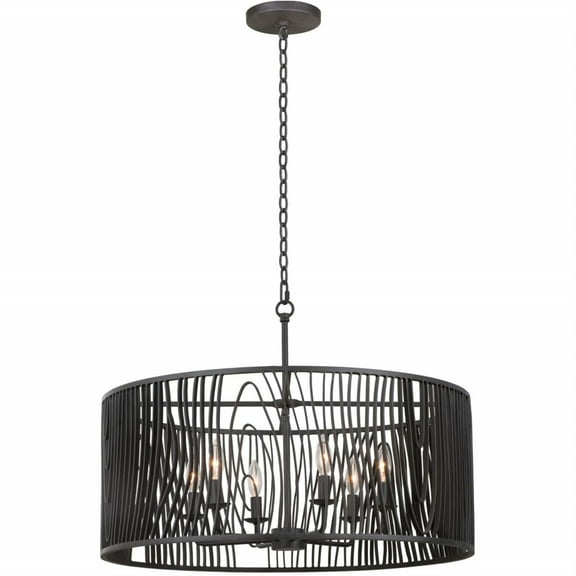 Kalco Lighting Morre 28" Farmhouse Metal Pendant in Black Iron