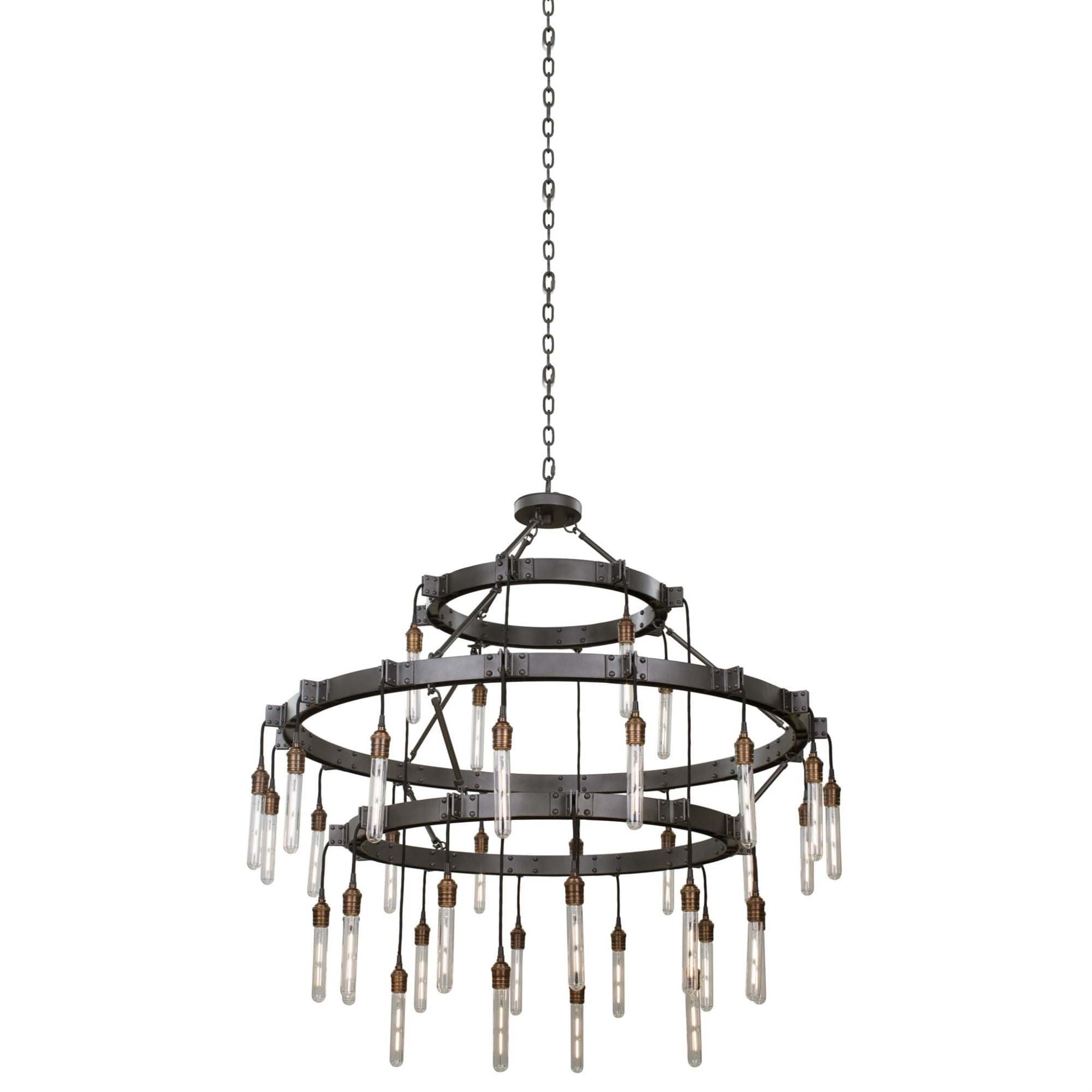 Stuyvesant 36-Light Black Steel Tiered Chandelier