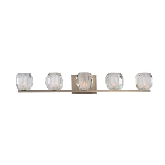 302835SN-Kalco Lighting-Regent - 32 Inch 15W 5 LED Bath Vanity Satin Nickel Finish with Clear Optic Glass