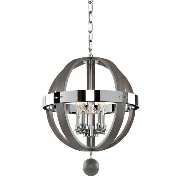 Kalco Lighting Sharlow 19" 5-light Farmhouse Metal Pendant in Chrome