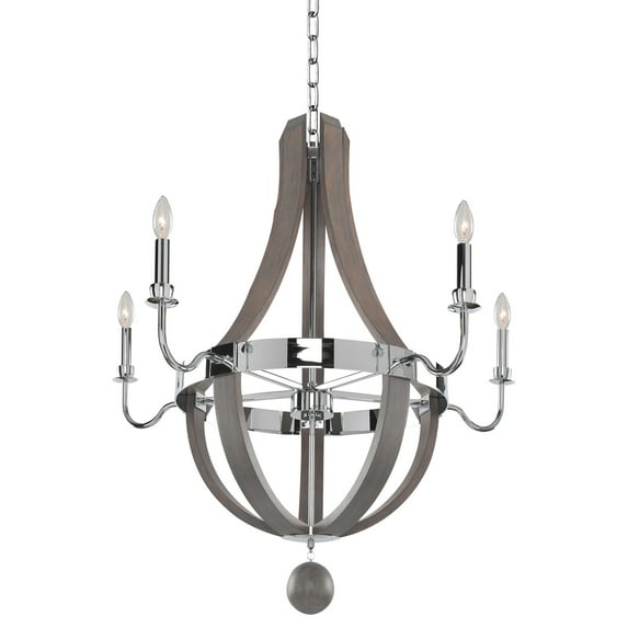 Kalco Lighting Sharlow 31" 5-light Farmhouse Metal Chandelier in Chrome