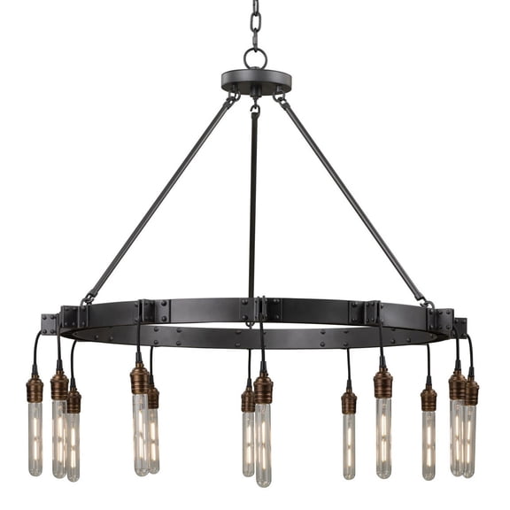 Kalco Lighting Stuyvesant 36" 12-light Brass Chandelier in Gray