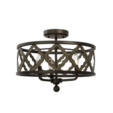 Kalco Lighting Whittaker 18" 3-light Wrought Iron Semi Flush Mount in Brown