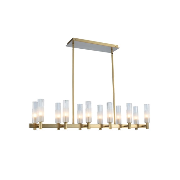 Kalco 509660 Lorne 12 Light 8" Wide Led Linear Chandelier - Winter Brass