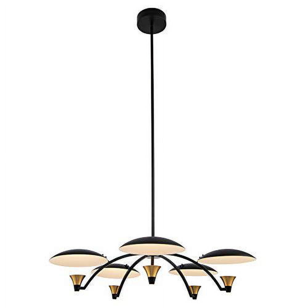 Matte Black and Brass 5-Light LED Drum Chandelier