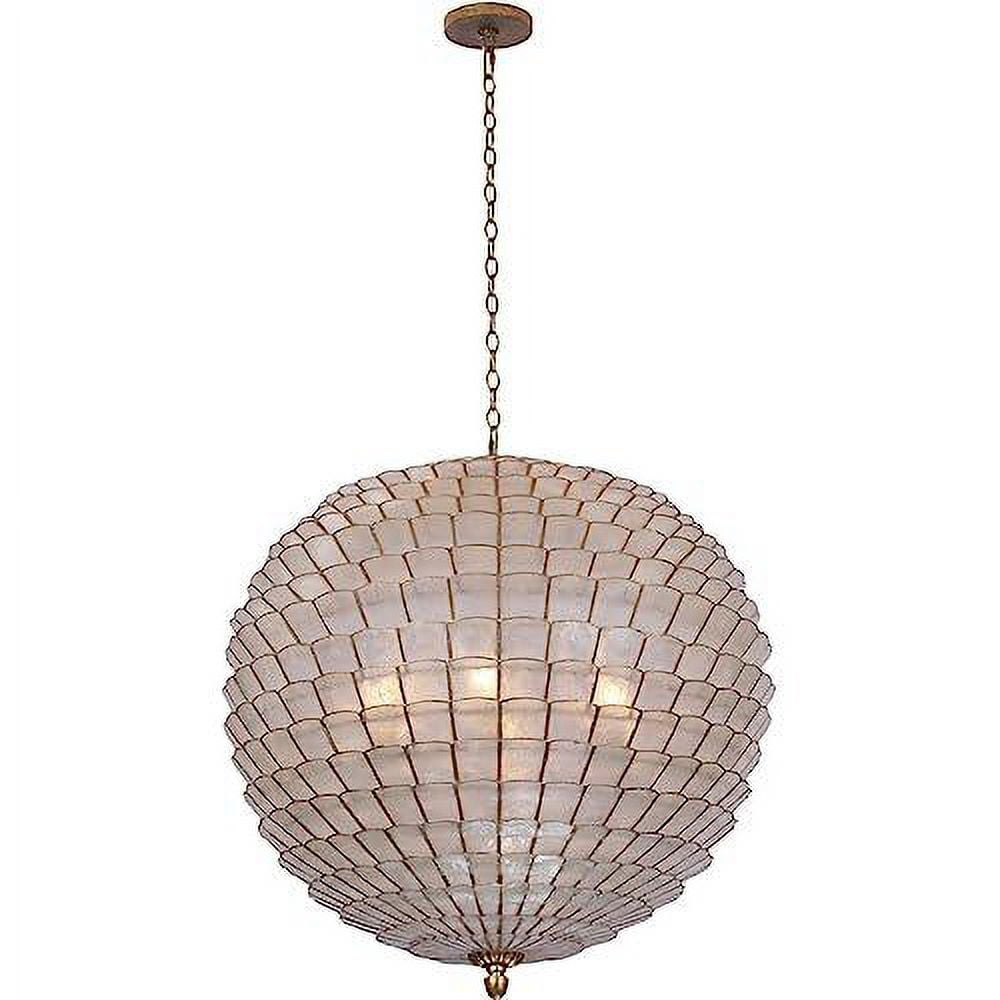Oxidized Gold Leaf 25" Artichoke Pendant Light with Capiz Shells