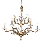 Kalco 517772HBR Venus 9 Light 32" Wide Crystal Candle Style Chandelier - Brass