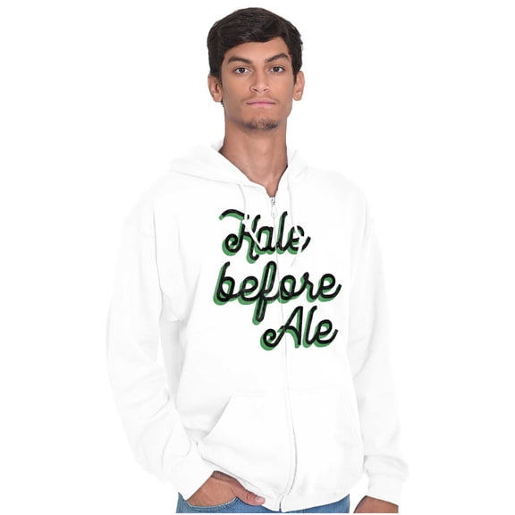 Kale Before Ale Beer Drinking Healthy Zip Up Hoodie Men's Women's Brisco Brands X