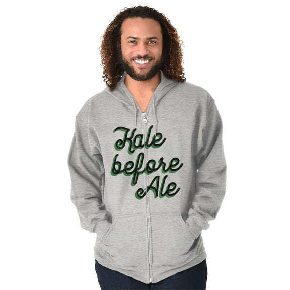 Kale Before Ale Beer Drinking Healthy Zip Up Hoodie Men's Women's Brisco Brands X