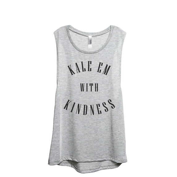 Kale Em With Kindness Women's Fashion Sleeveless Muscle Workout Yoga Tank Top Sport Grey X-Large