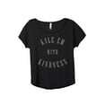 thumbnail image 1 of Kale Em With Kindness Women's Fashion Slouchy Dolman T-Shirt Tee Heather Black Medium, 1 of 3