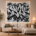 thumbnail image 1 of Kale Monochromatic Graffiti with Piece Textured Mimics, Inspirational Illustration for Art Lovers, Wall Decor, Housewarming Gift, Tapestry Wall Hanging for Dorm and Living Room, 1 of 7