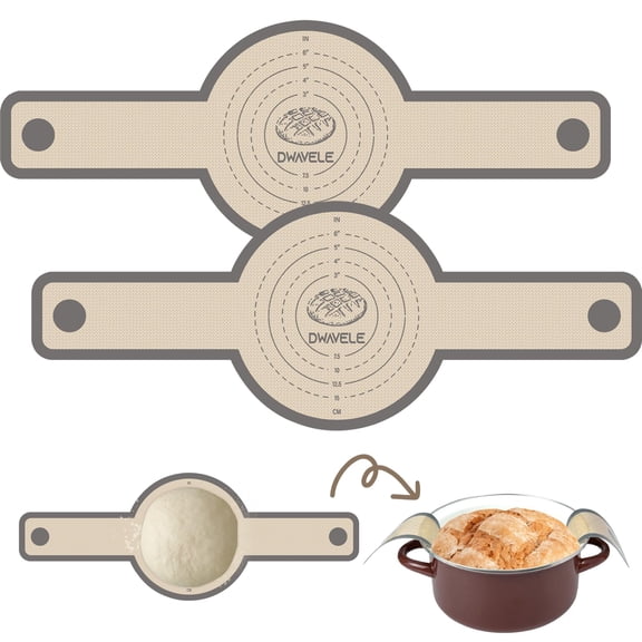 Kaleduo 2-Pack Silicone Bread Sling for Dutch Oven, Reusable Non-Stick Baking Mat with 30cm Extended Handles, Heat-Resistant Sourdough Transfer Mat (Dishwasher Safe)