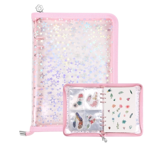 Kaleduo 4 in 1 Sticker Storage Organizer, Binder with Storage Sleeves and Release Paper, Reusable Collecting Book Album Holder, A5 Blank Sticker Container Organizer