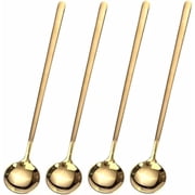 Kaleduo 4 PCS 6.7 Inches Coffee/ Tea Spoons Long Handle, Gold, Ice Tea, Espresso Stainless Steel Long Spoons for Stirring