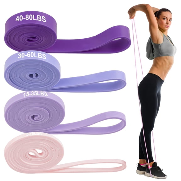 Kaleduo 4PCS Resistance Bands Set, Pull Up Assist Bands with Door Anchor, Training Poster & Pouch, 4 Tension Levels for Stretching, Strength Training
