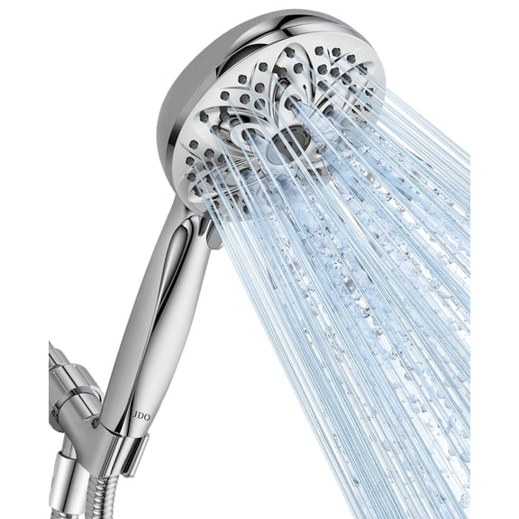 6-Setting Shower Head with Handheld, Kaleduo High Pressure Hand held Shower Head, 4.7 Inch Chrome Detachable Showerhead Set with 59 Inch Stainless Steel Hose and Adjustable Showerhead Holder